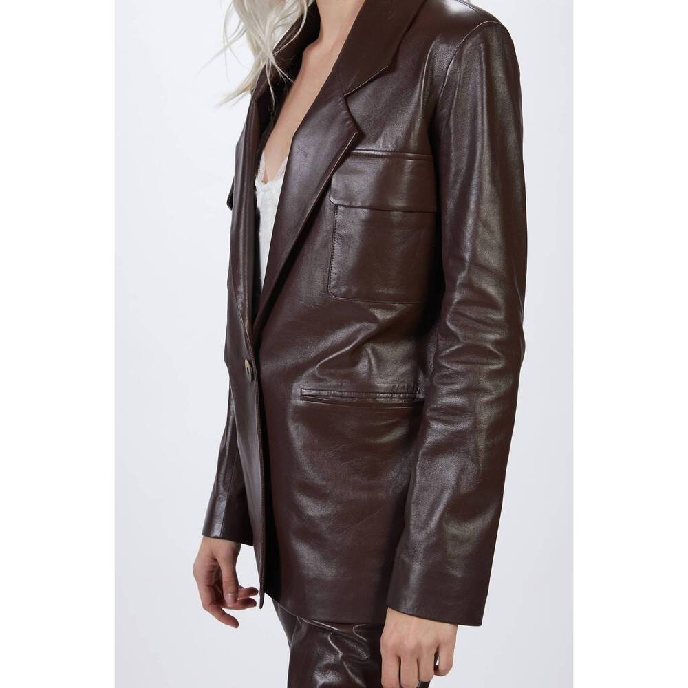 NEW ZEYNEP ARCAY suit leather jacket in plum - Picture 7 of 9